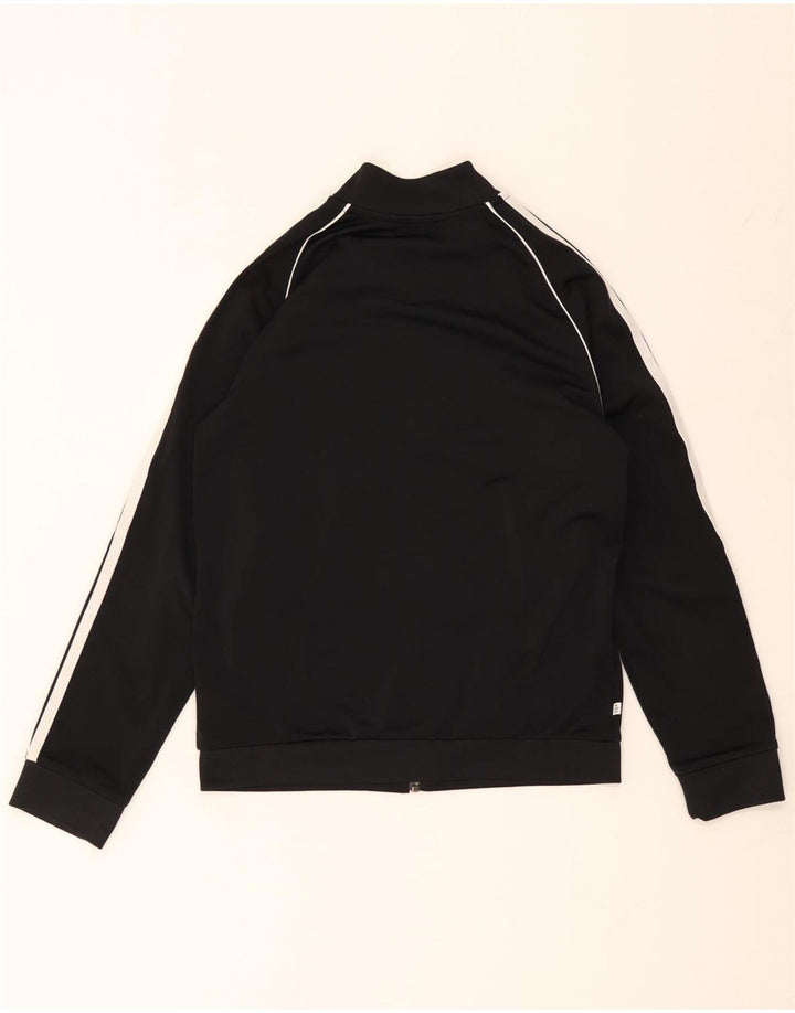 ADIDAS Boys Tracksuit Top Jacket 10-11 Years Black Polyester