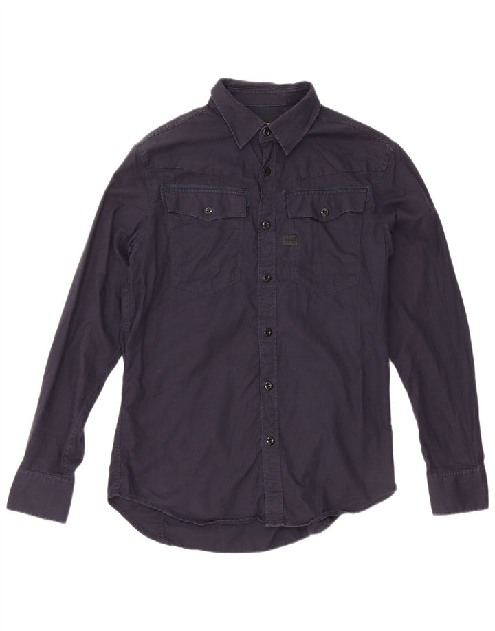 Camisa masculina G-Star de algodão azul marinho médio