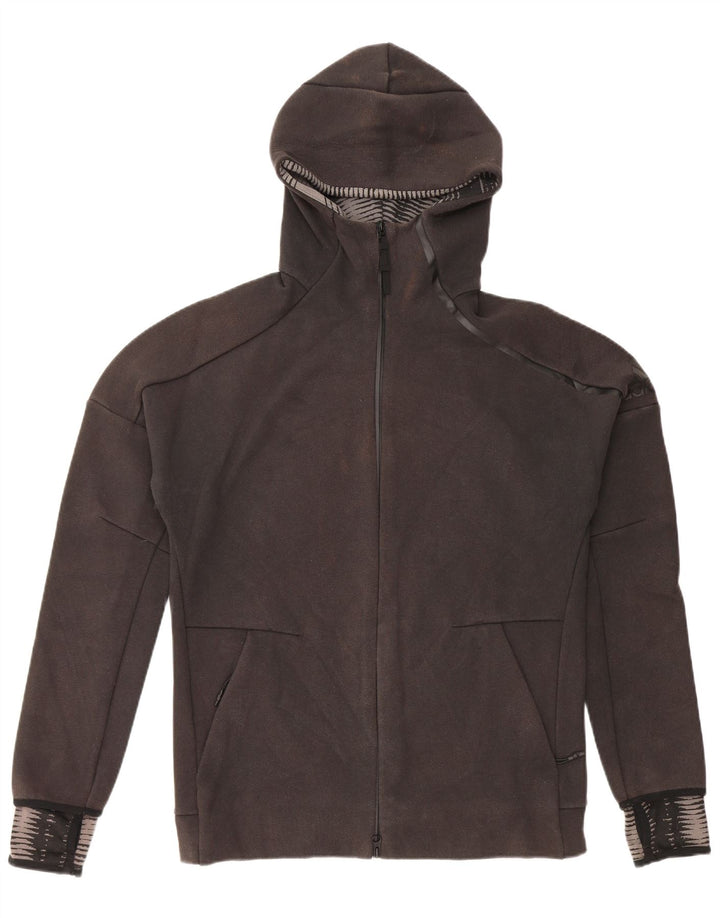 ADIDAS Mens Zip Hoodie Sweater Medium Black Cotton