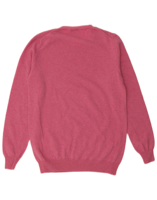 Maglione da donna con scollo a barca Benetton UK 12 Lana vergine rosa medio