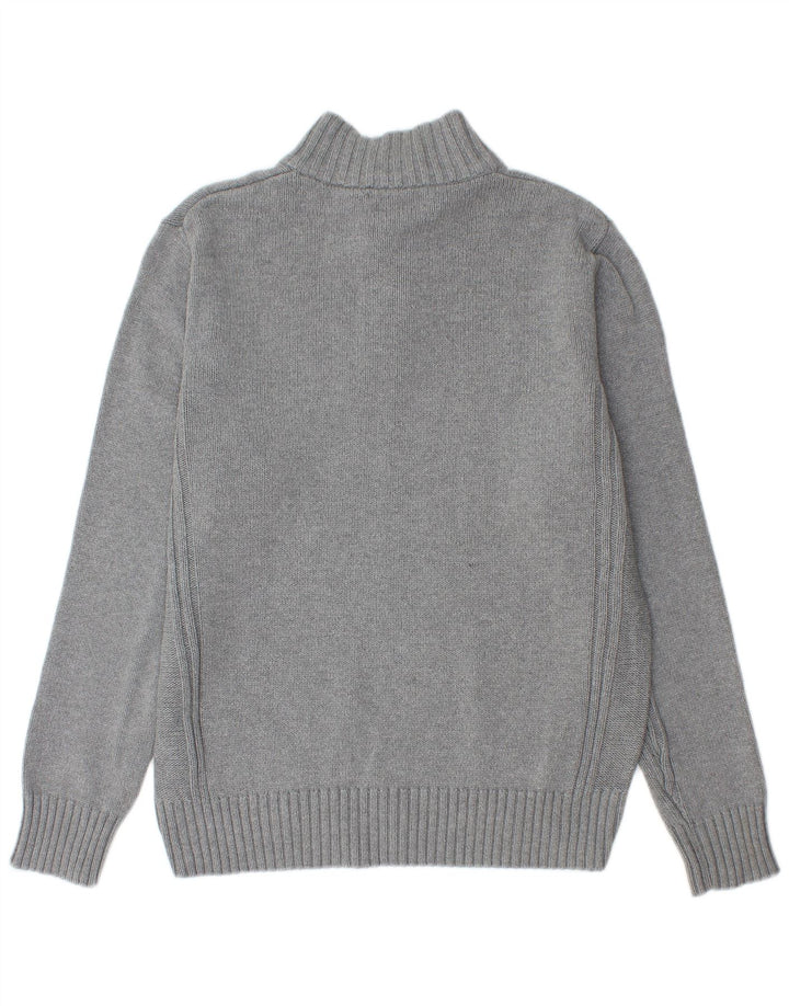 Marks & Spencer Mens Blue Harbour Button Neck Jumper Sweater Medium Grey