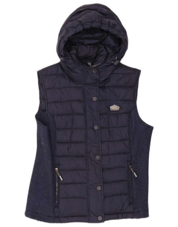 Superdry, polstret hættetrøje til kvinder, UK 18 XL marineblå nylon