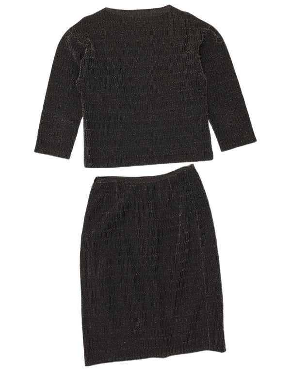 Vintage Womens 2 Piece Skirt Set UK 14 Medium W28 Black Synthetic