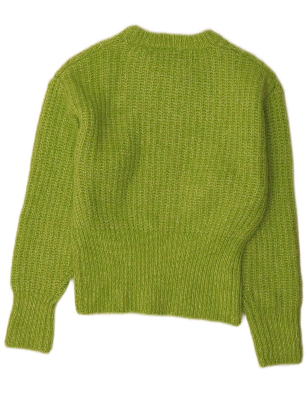 ZARA Womens Crew Neck Jumper Sweater UK 10 Small Green Polyester