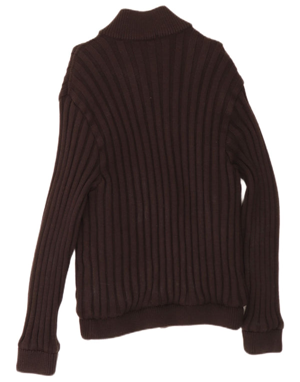 Amerigo Vespucci Mens Full Zip Cardigan Sweater Medium Brown