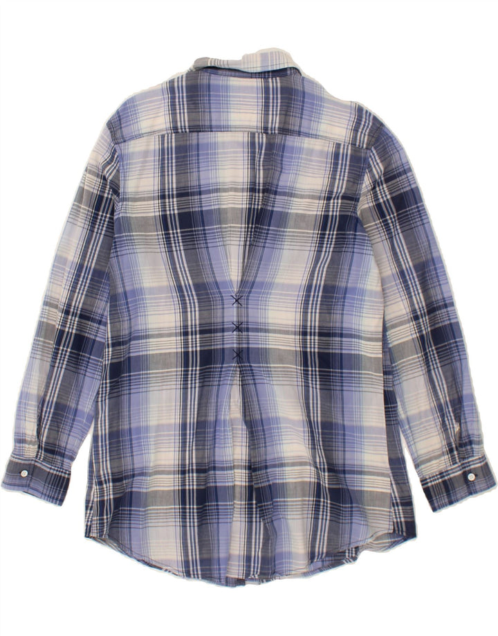 TOMMY HILFIGER Womens Longline Shirt UK 14 Medium Blue Check Vintage Tommy Hilfiger and Second-Hand Tommy Hilfiger from Messina Hembry 