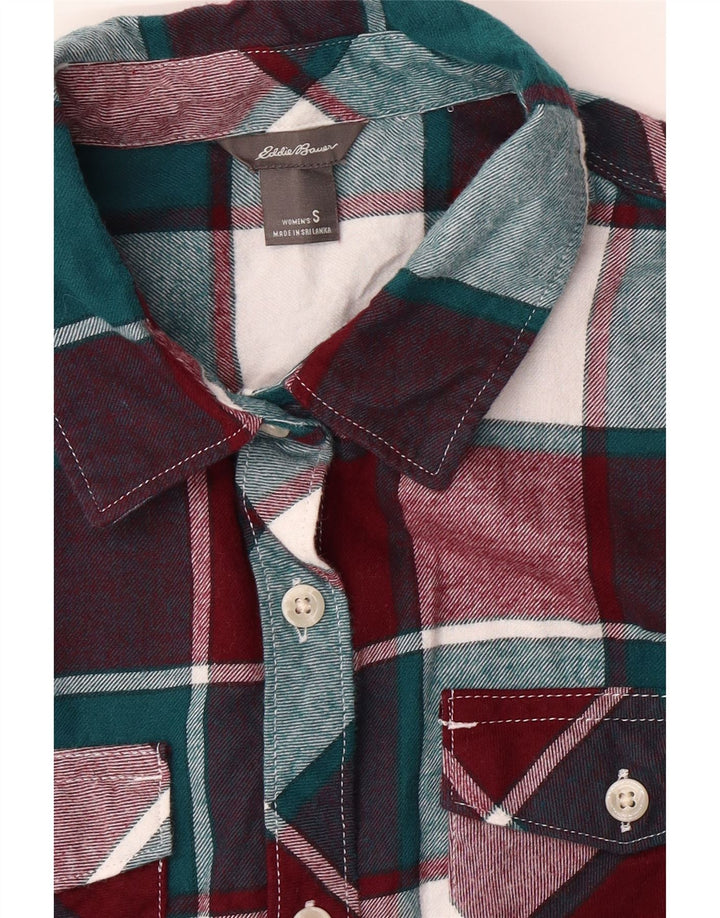 EDDIE BAUER Womens Longline Flannel Shirt UK 10 Small Multicoloured Check Vintage Eddie Bauer and Second-Hand Eddie Bauer from Messina Hembry 