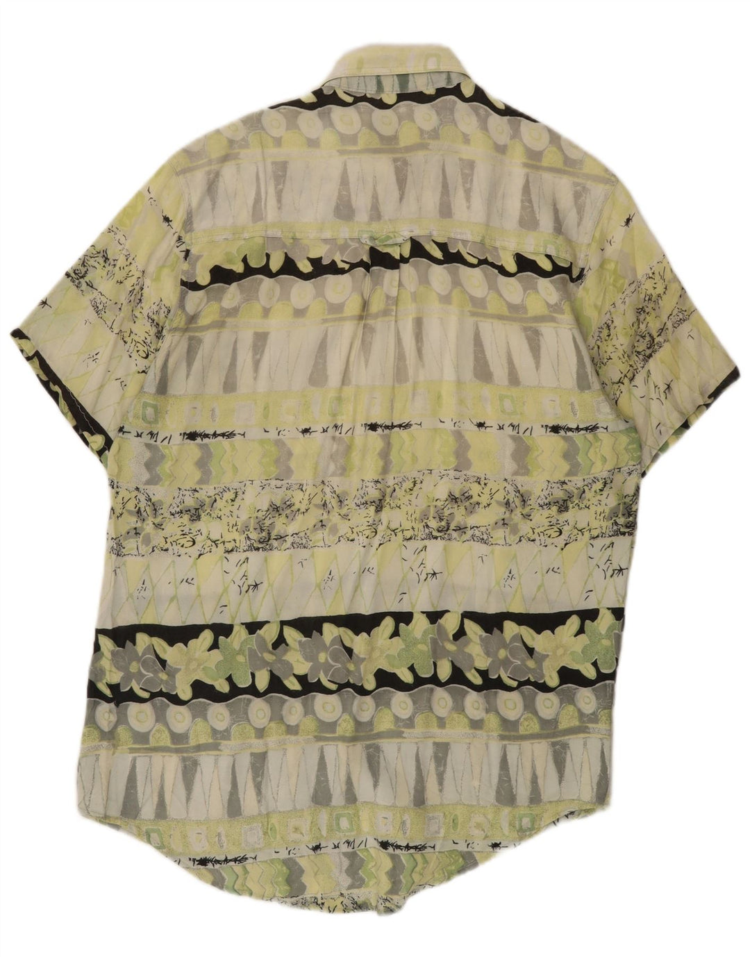 Vintage Mens Short Sleeve Shirt Medium Green Geometric