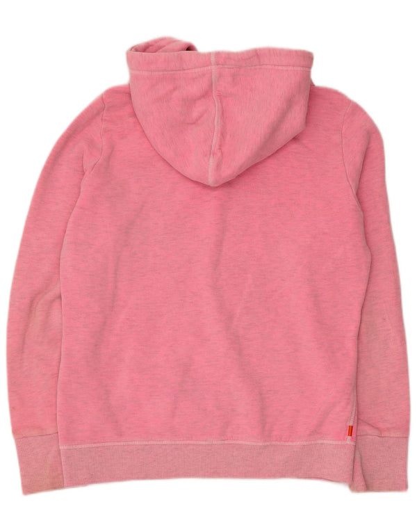 Damski sweter z kapturem Superdry z grafiką UK 16, duży, różowy, bawełniany w plamki
