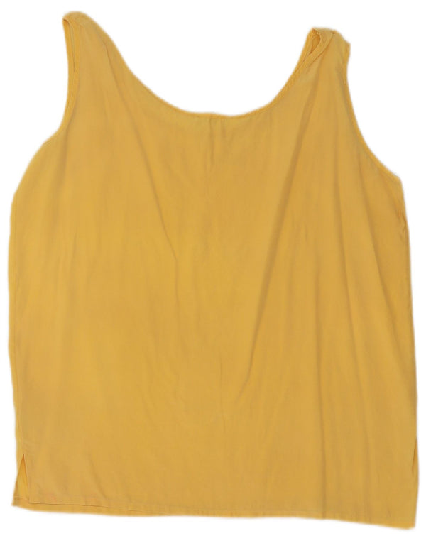 Vintage dame ærmeløs bluse Top UK 14 Medium Yellow Silk