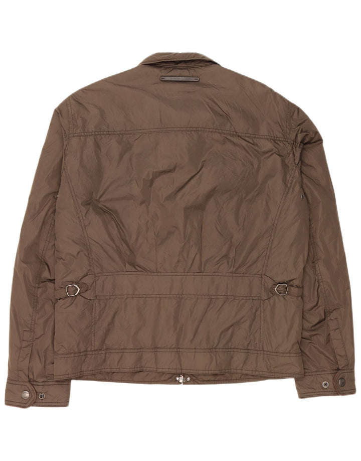 Massimo Dutti Mens Bomber Jacket UK 42 XL Brown Nylon