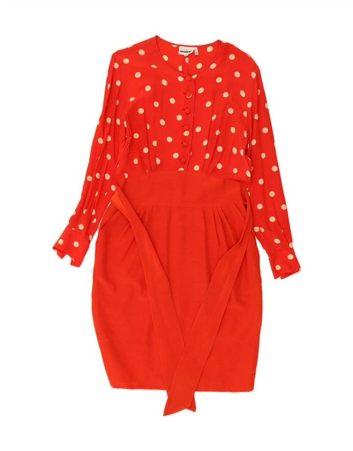 MABB Womens Long Sleeve Sheath Dress UK 12 Medium Red Polka Dot Vintage mabb and Second-Hand mabb from Messina Hembry 