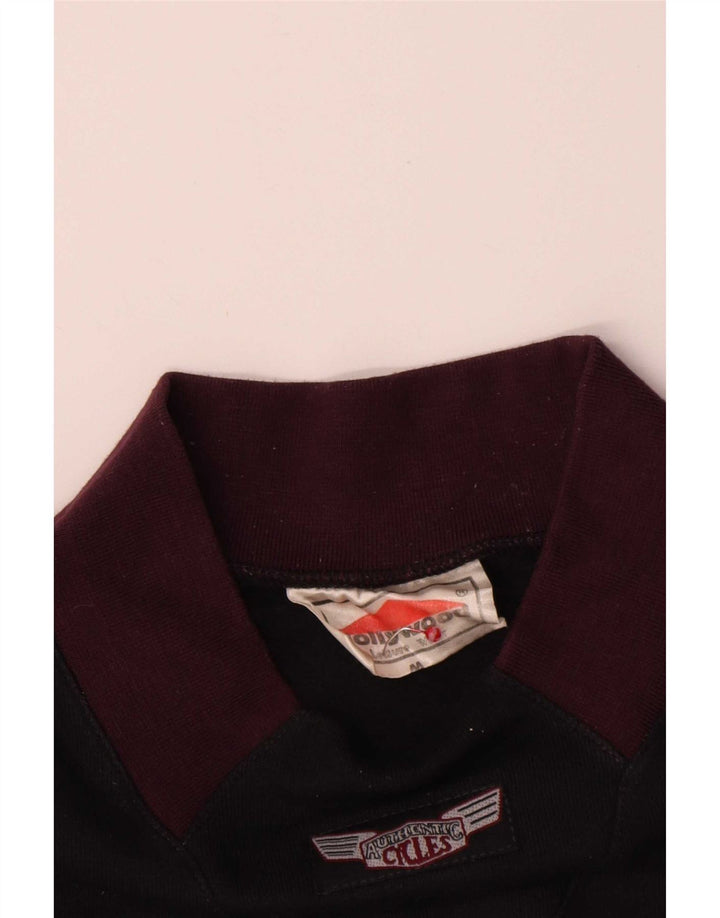 Vintage Mens Sweatshirt Jumper Medium Black Colourblock Cotton