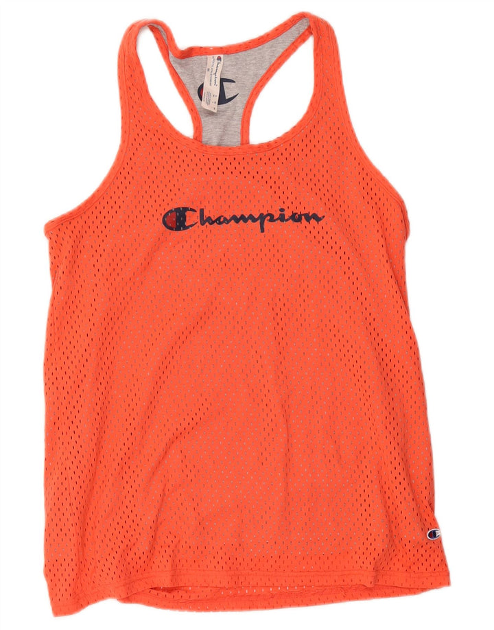 Champion Kvinder Athletic Fit Grafisk Vest Top UK 14 Medium Orange Polyester