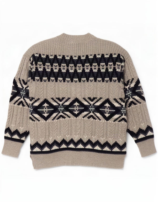 Pulover cardigan pentru femei Marks & Spencer UK 14 Medium Gri Fair Isle