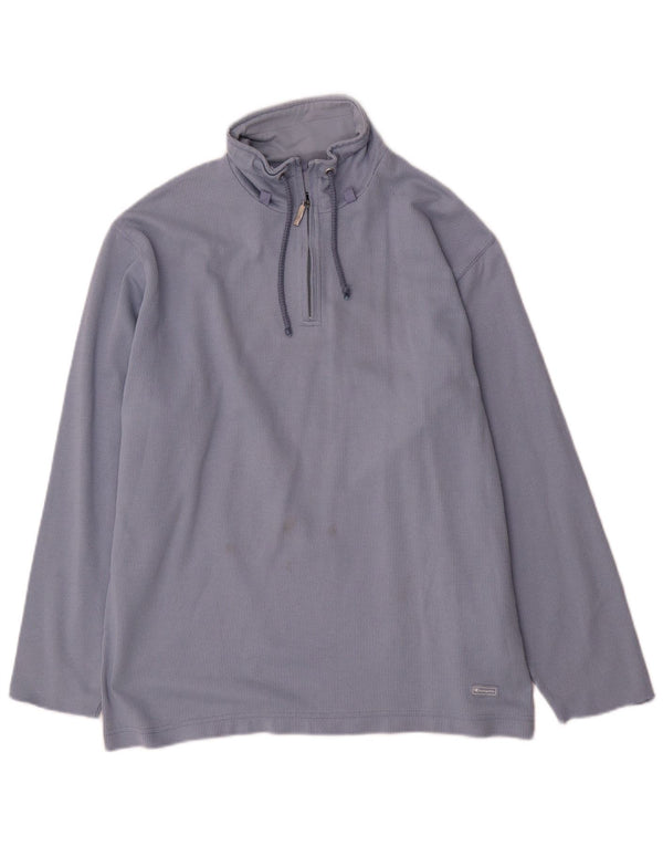 Champion Herre Zip Neck Sweatshirt Jumper Medium Blue Bomuld