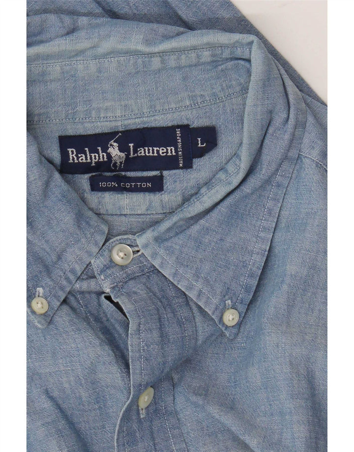 Ralph Lauren Mens Shirt Large Blue Cotton