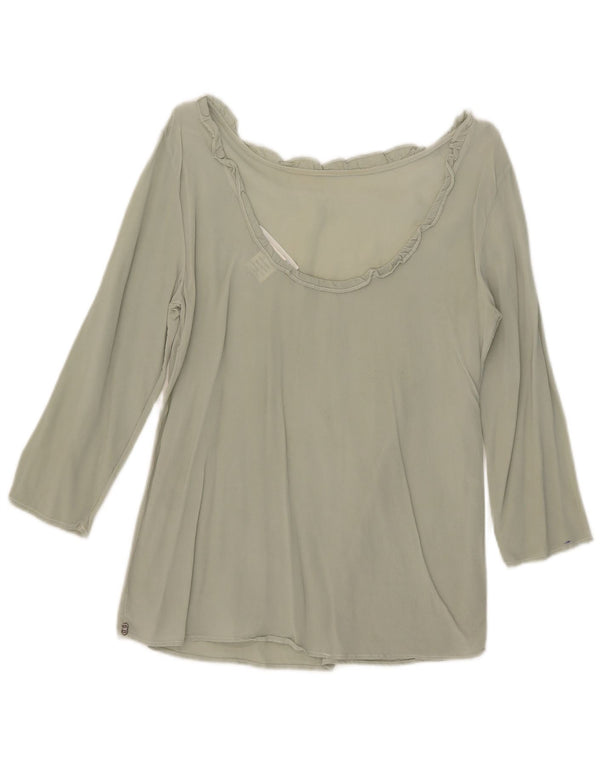 Ottod'Ame Dame 3/4 ærmet bluse Top UK 10 Lille grøn silke