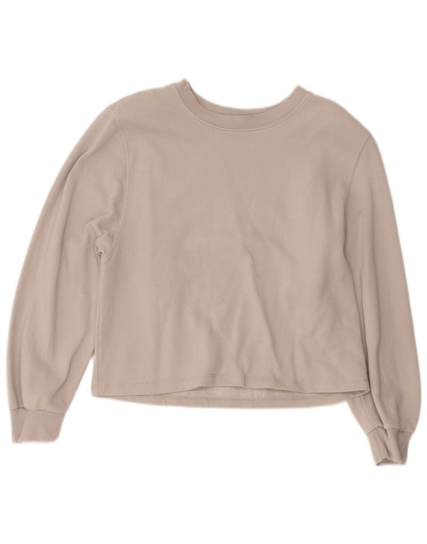 Женский укороченный свитшот Zara UK 14, хлопковый средний серый цвет