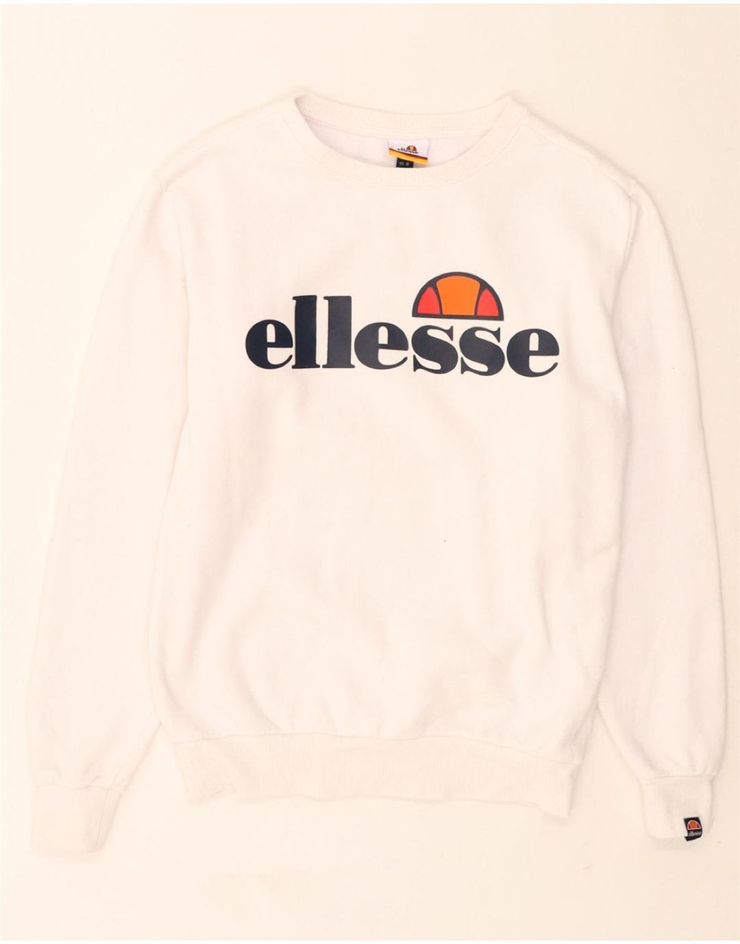 ELLESSE Womens Graphic Oversized Sweatshirt Jumper UK 8 Small White Cotton Vintage Ellesse and Second-Hand Ellesse from Messina Hembry 