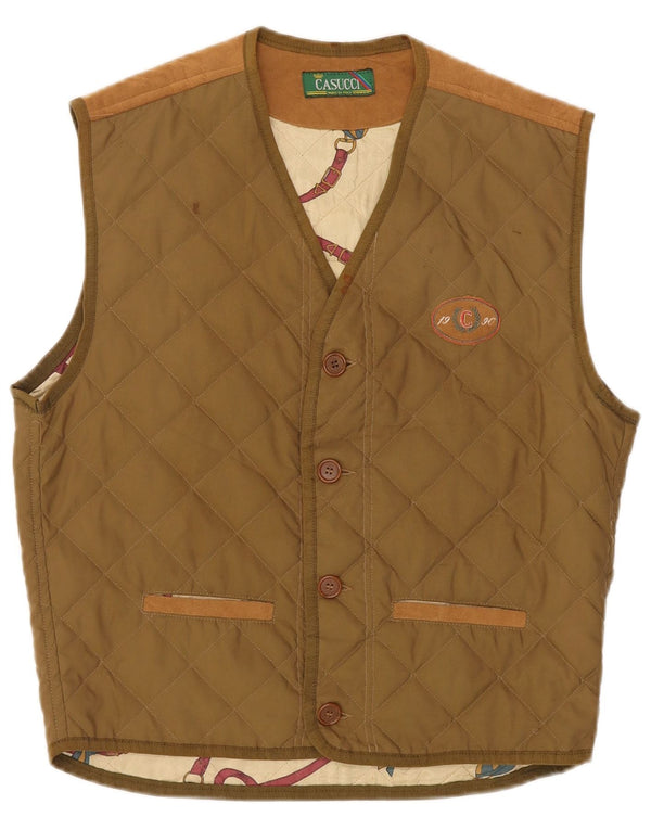 Casucci Mens Quilted Gilet UK 36 Small Khaki Polyester