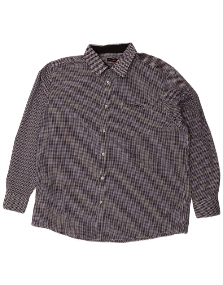 Koszula męska PIERRE CARDIN 4XL, granatowa, poliester w kratkę
