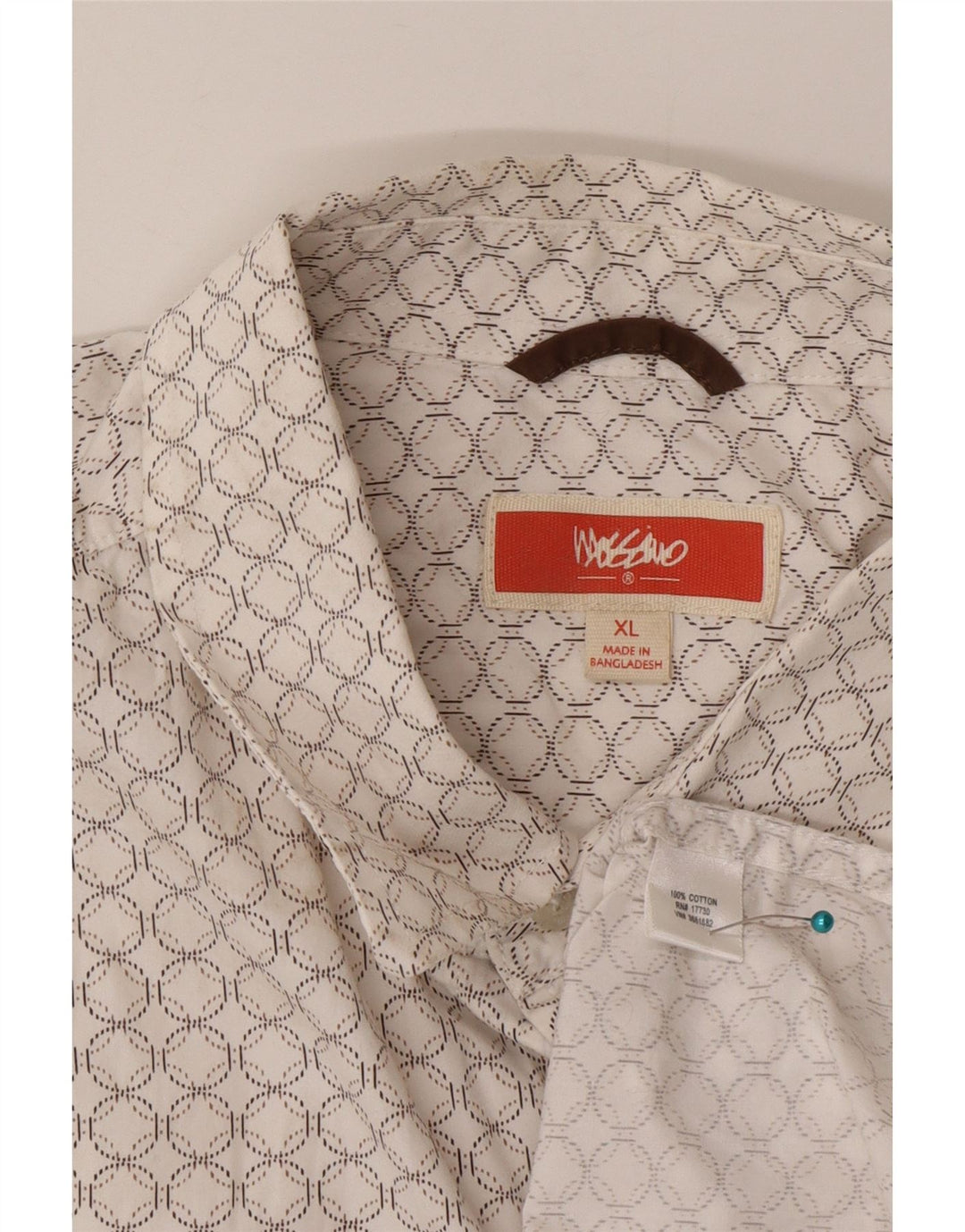 Mossimo Mens Short Sleeve Shirt XL White Geometric Cotton