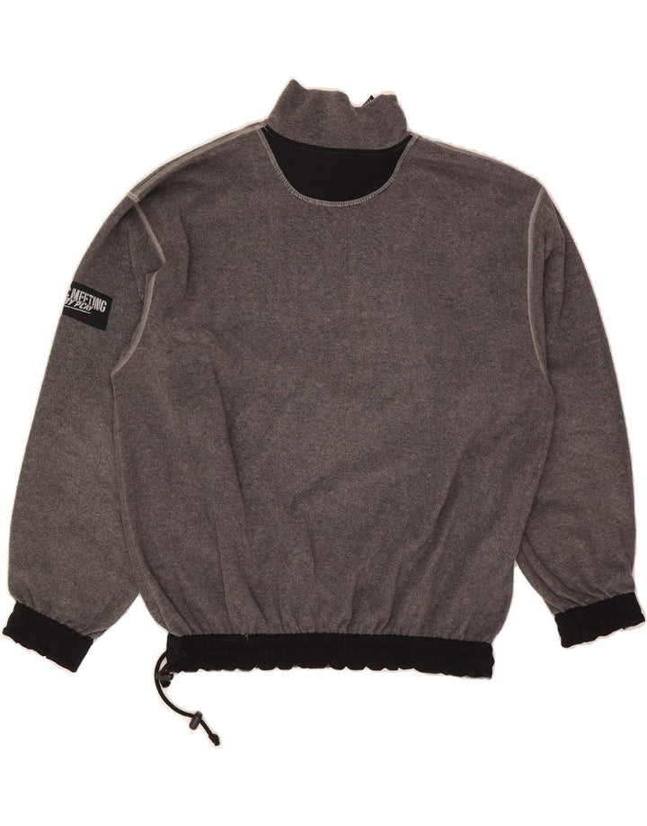 MEETING Mens Zip Neck Fleece Jumper XL Grey Polyester Vintage Meeting and Second-Hand Meeting from Messina Hembry 