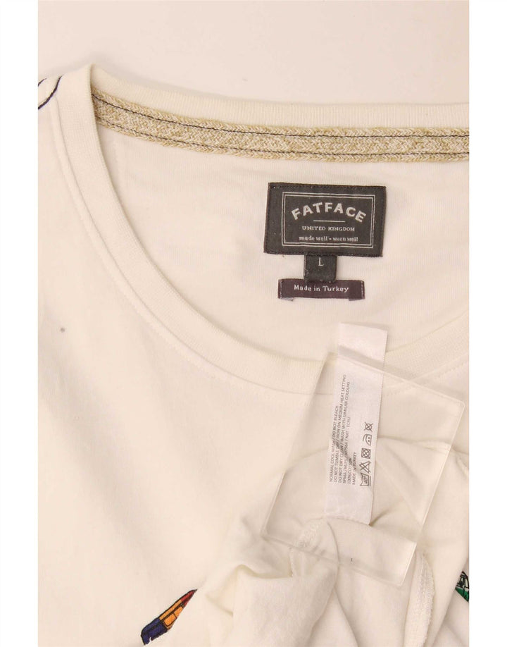 Fat Face Mens Graphic T-Shirt Top Large White Cotton