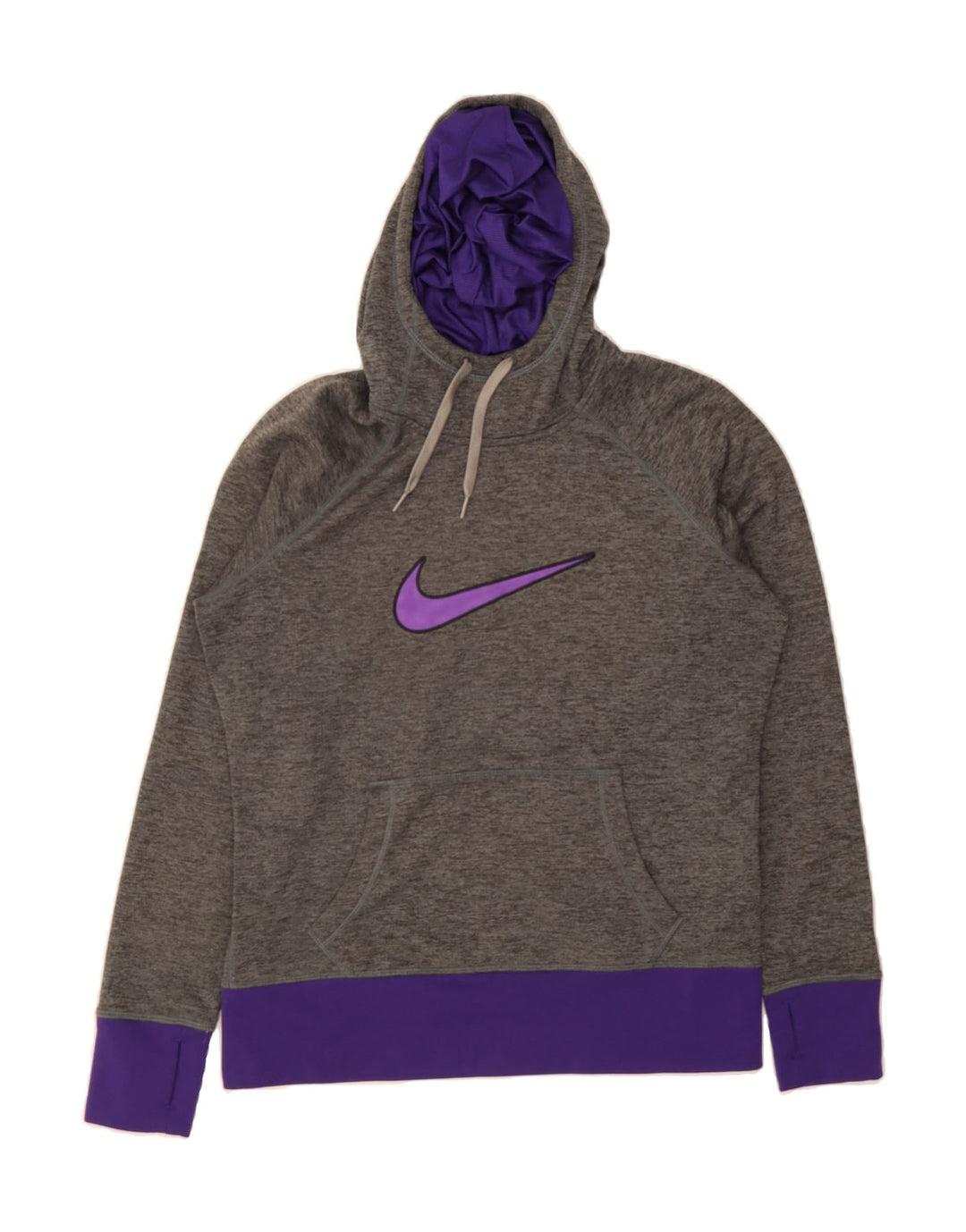 NIKE Womens Hoodie Jumper UK 14 Medium Grey Polyester Vintage Nike and Second-Hand Nike from Messina Hembry 