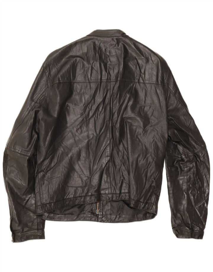 Vintage Womens Leather Bomber Jacket UK 14 Large Black Leather