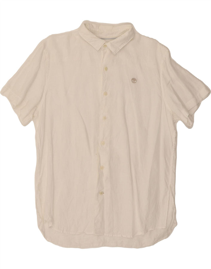 TIMBERLAND Mens Slim Fit Short Sleeve Shirt Medium White Vintage Timberland and Second-Hand Timberland from Messina Hembry 