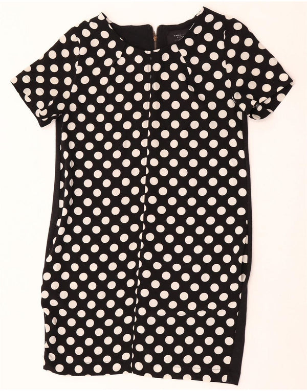 Vestido feminino Zara UK 12 médio preto bolinhas poliéster