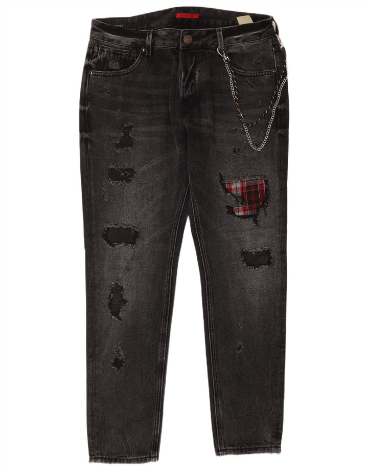 Gianni Lupo Mens Bruce Distressed Slim Jeans IT 48 Medium W34 L30 Grey