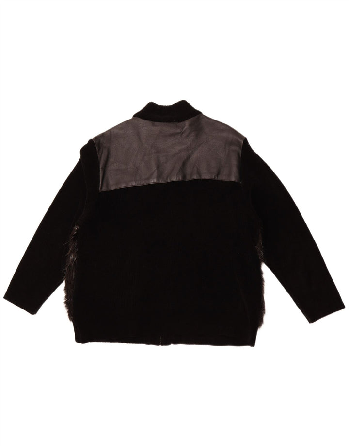 VINTAGE Womens Leather Jacket UK 18 XL Black Leather