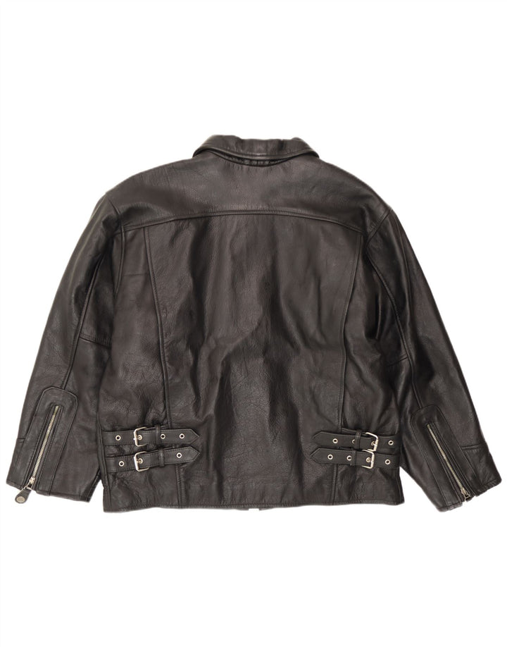 Giacca in pelle vintage da uomo EU 54 2XL Pelle nera