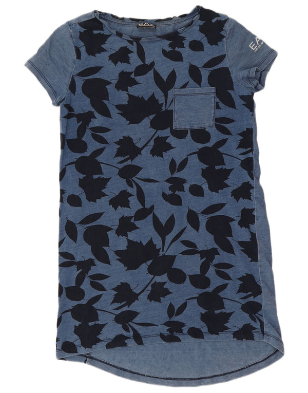 Abito t-shirt con vestibilità ampia grafica da donna Emporio Armani UK 4 XS Blu floreale