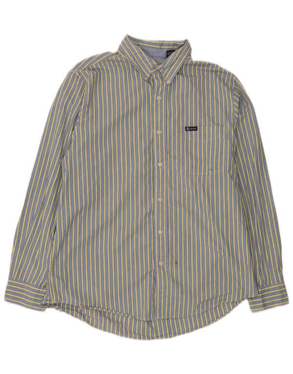 Chaps Mens Shirt Large Blue Striped Cotton