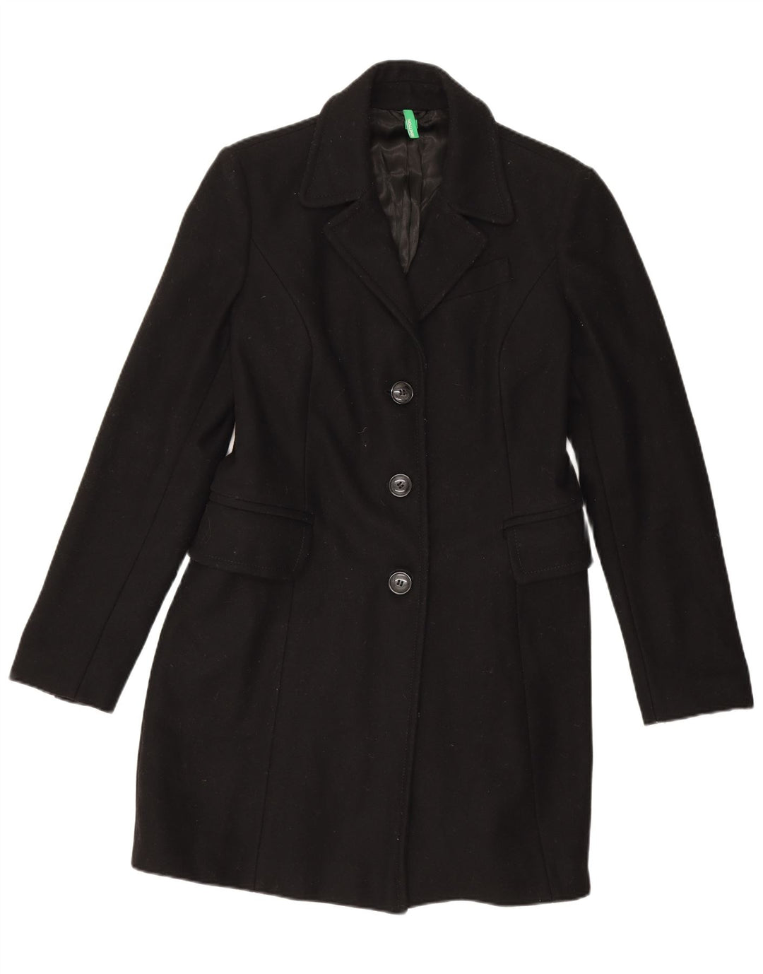 Płaszcz damski BENETTON IT 48 XL, czarny, bawełniany
