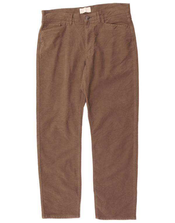 Marks & Spencer Mens Straight Casual Trousers W34 L31 Grey Cotton