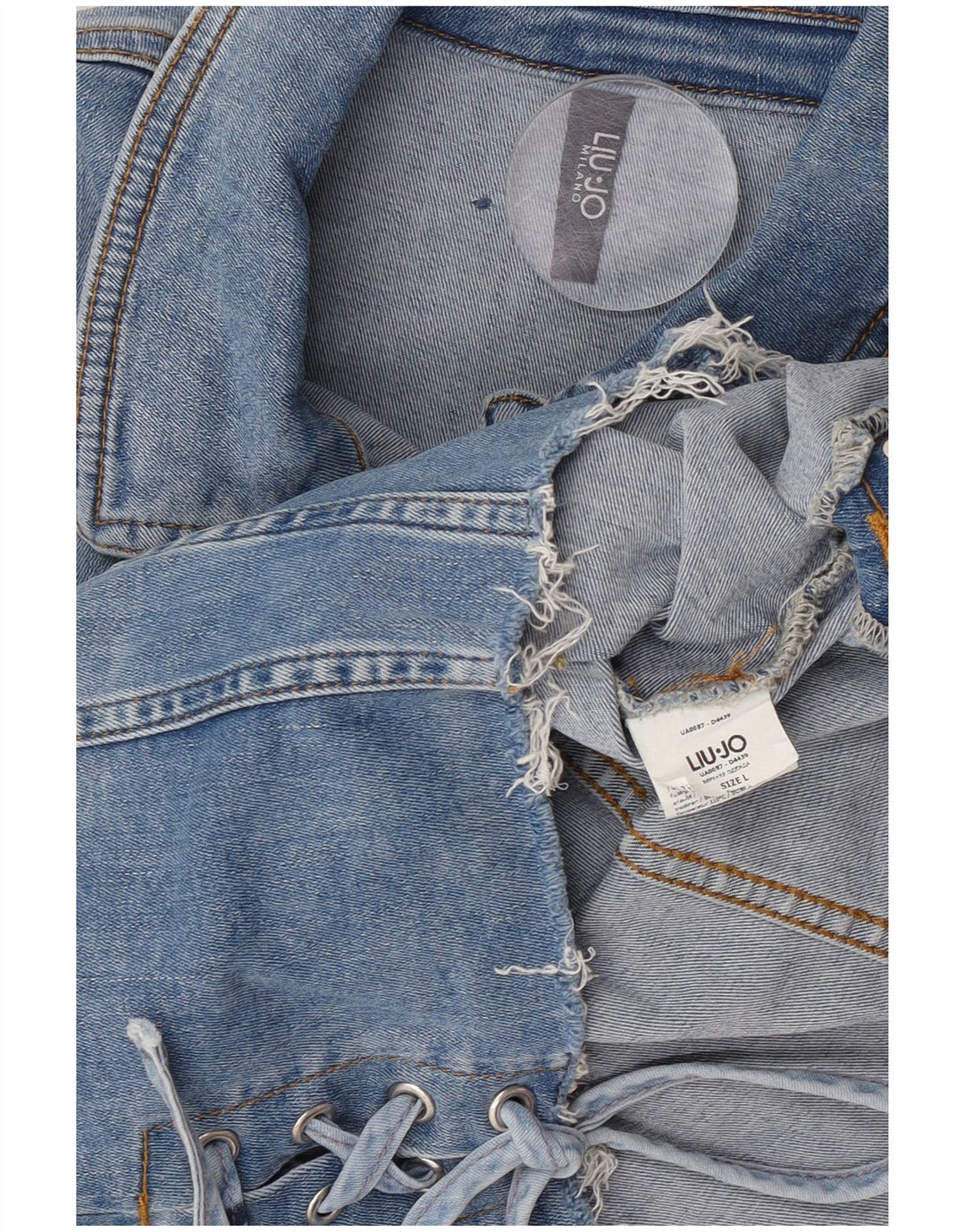 Liu Jo Womens Crop Denim Jacket UK 14 Large Blue