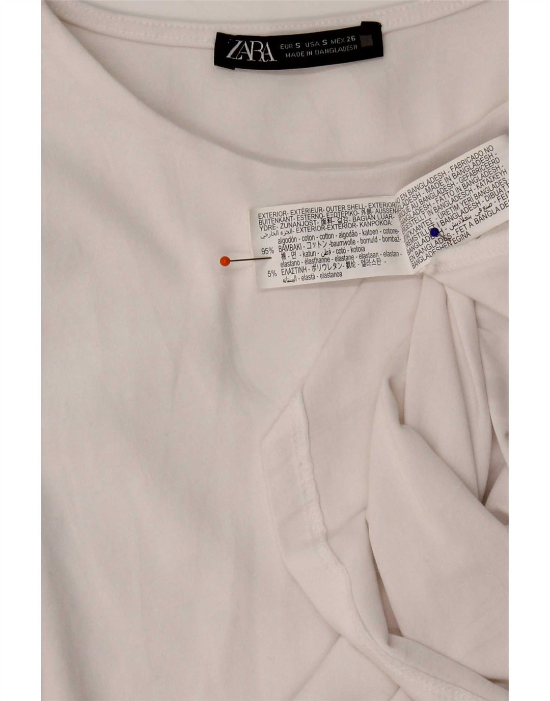 Zara Womens Top Long Sleeve UK 8 Small White Cotton