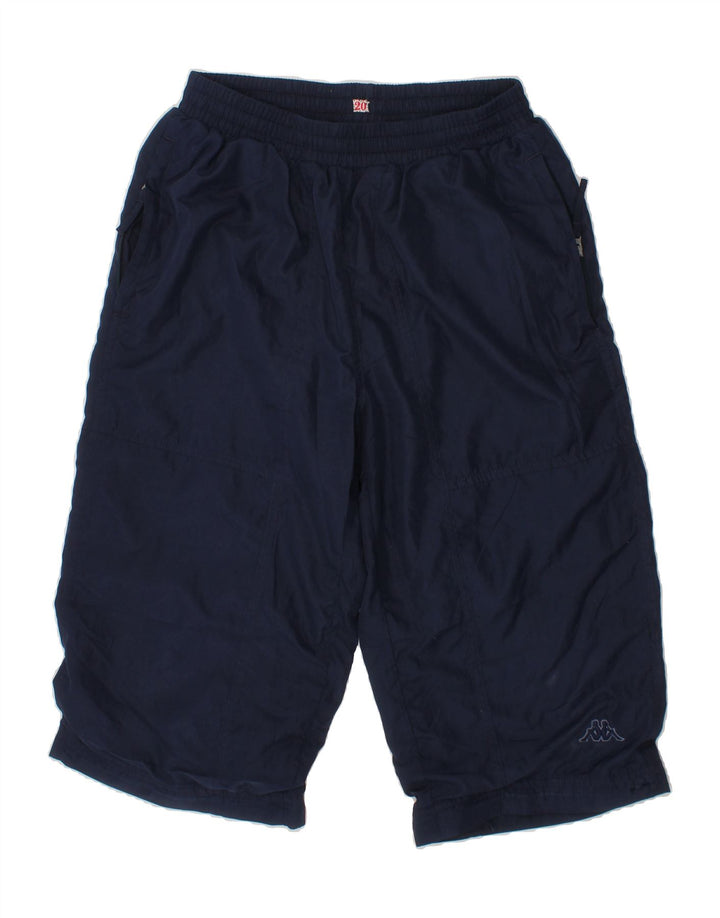 KAPPA Boys Capri Tracksuit Trousers 10-11 Years Large Navy Blue Polyester Vintage Kappa and Second-Hand Kappa from Messina Hembry 