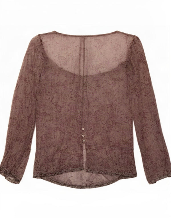 Max & Co. Womens Long Sleeve Off Shoulder Top UK 12 Medium Purple Floral