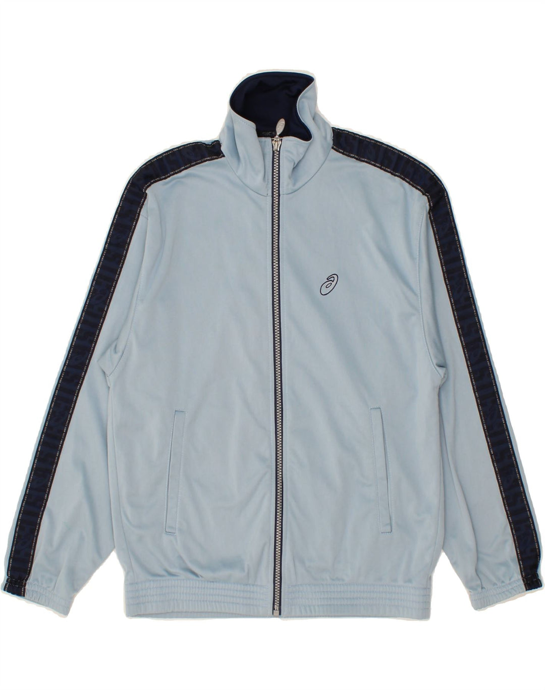 ASICS Boys Graphic Tracksuit Top Jacket 11-12 Years Blue Colourblock Vintage Asics and Second-Hand Asics from Messina Hembry 