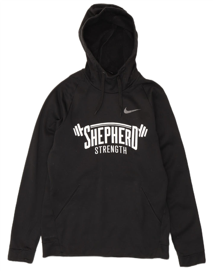 Nike Mens Dri Fit Graphic Hoodie Jumper Medium Black Polyester