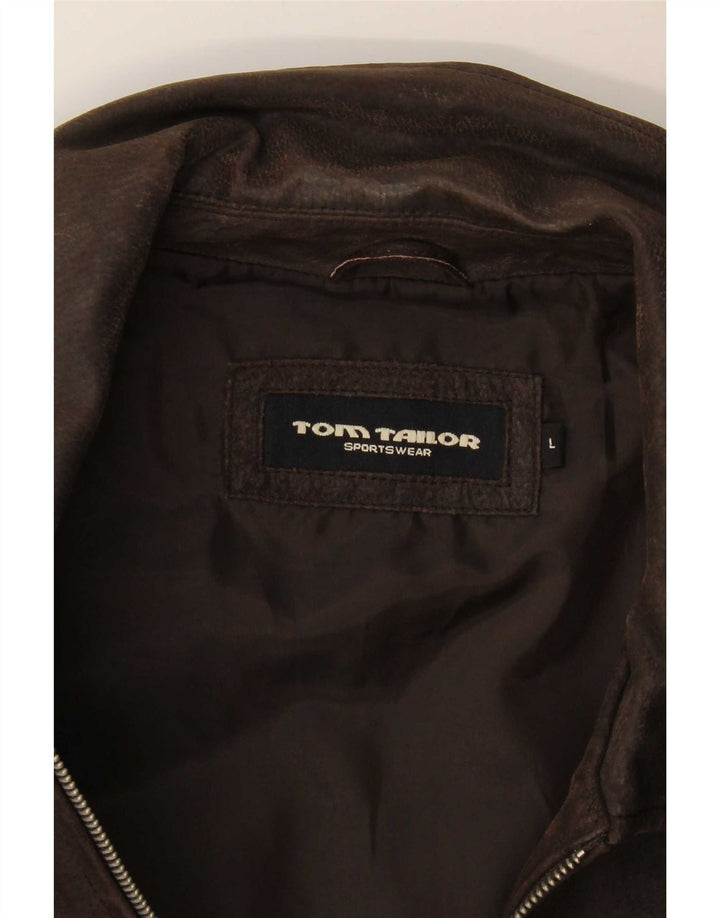 Tom Tailor Chaqueta de cuero para hombre UK 40 Large Marrón