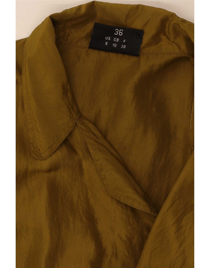 Vintage Womens Oversized Double Breasted Bomber Jacket UK 10 Small Khaki