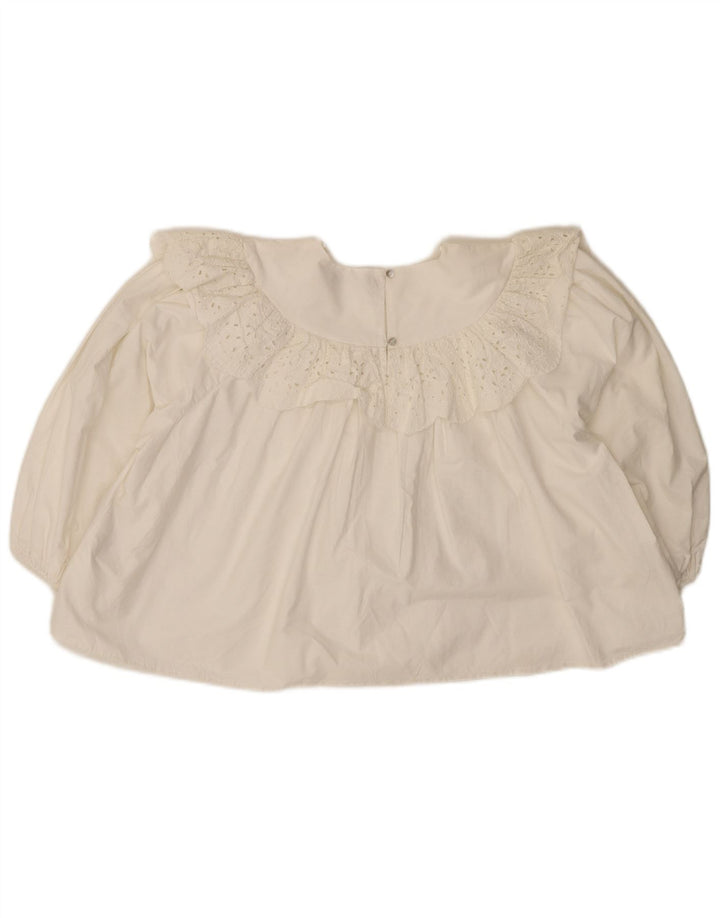 ZARA Womens Crop Oversized 3/4 Sleeve Blouse Top UK 14 Medium Off White