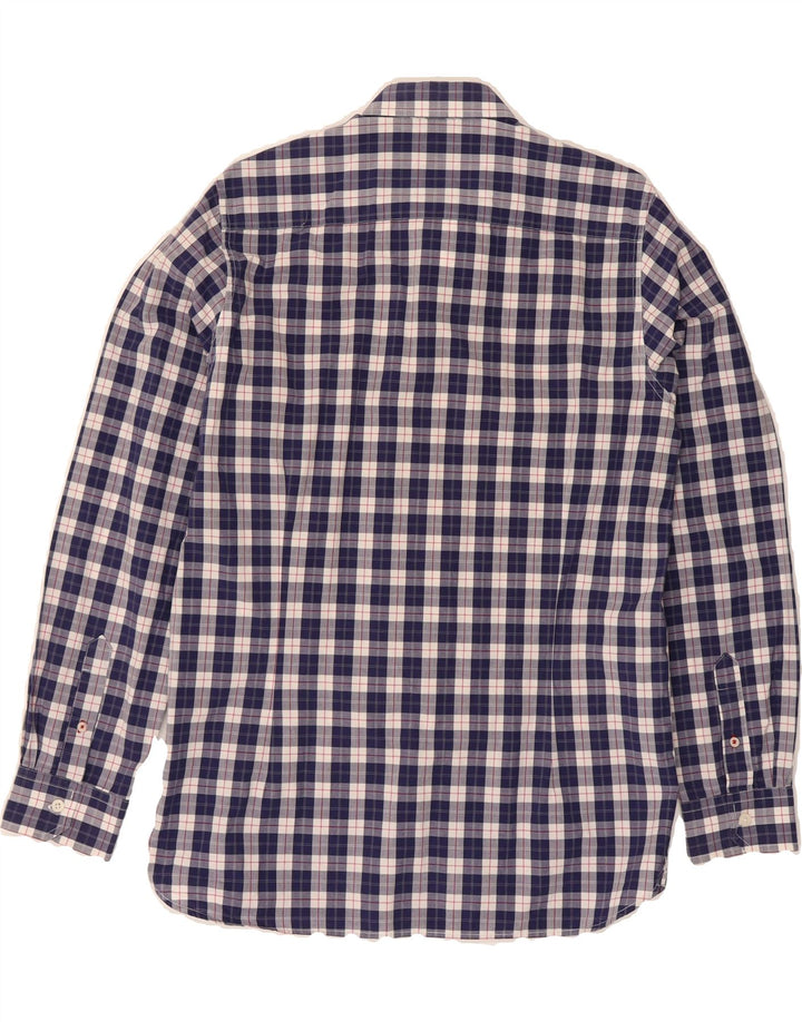 CREW CLOTHING Mens Tailored Fit Shirt Medium Blue Check Cotton Classic Vintage Crew Clothing and Second-Hand Crew Clothing from Messina Hembry 